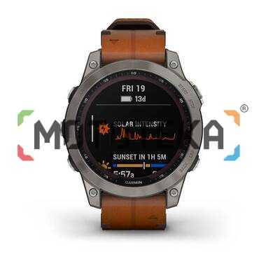 Мультиспорт.часы Garmin (Гармин) Fenix 7 Sapphire Solar, титан, с кожаным каштановым ремешком (010-02540-31)