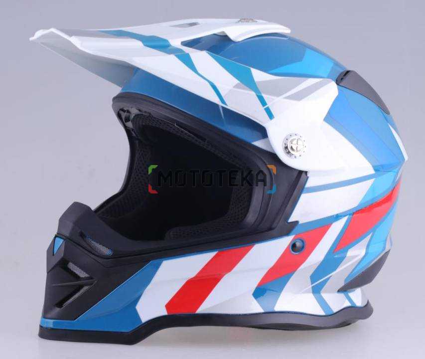 Шлем мото кроссовый RACER (Рейсер) BLD-819-7 new (XL) синий/белый, (no visor)