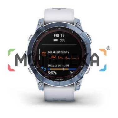 Мультиспорт.часы Garmin (Гармин) Fenix 7 Sapphire Solar, DLC-покрытие,синие с белым ремешком (010-02540-25)
